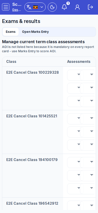 Exams &amp; marks mobile