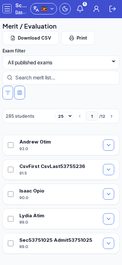 Merit / Evaluation mobile