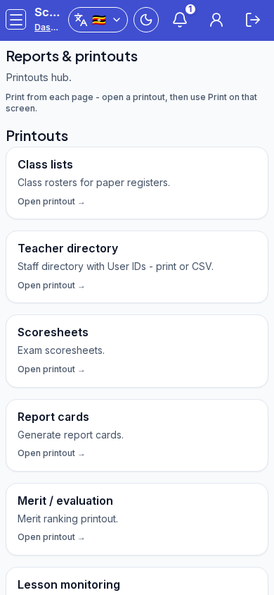 Reports & printouts mobile
