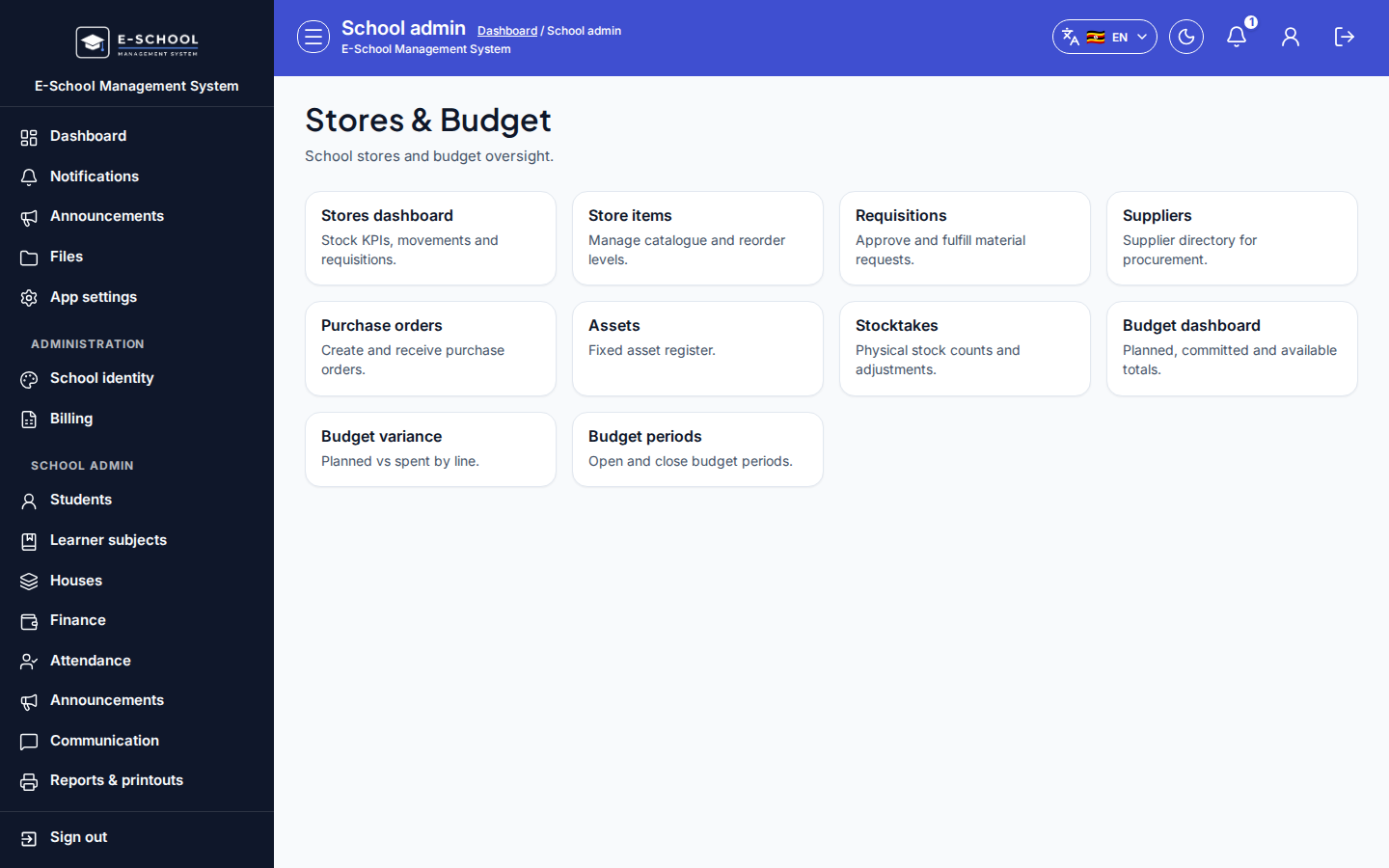 Stores &amp; Budget desktop