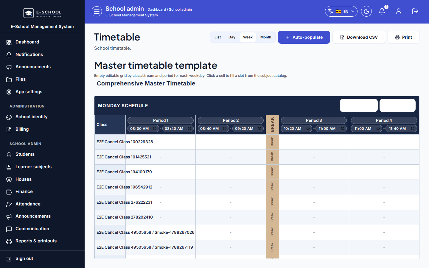 Timetable desktop