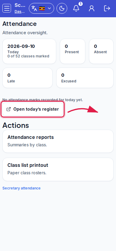 Attendance step 2 mobile