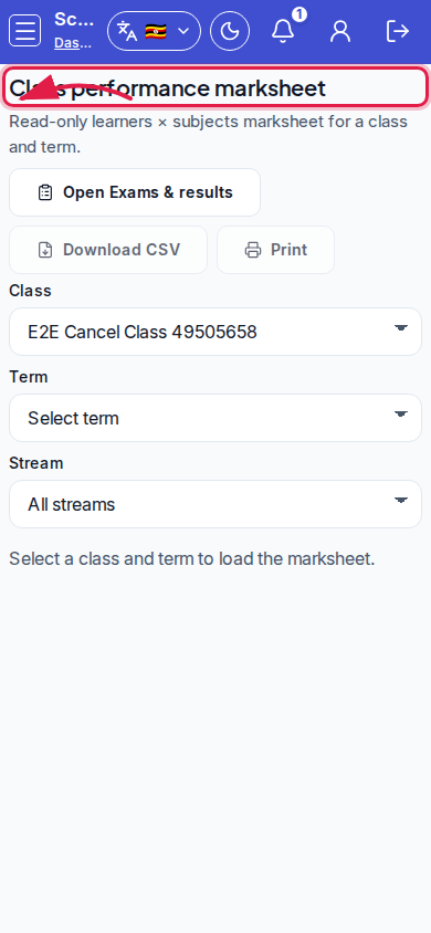 Class performance marksheet step 3 mobile