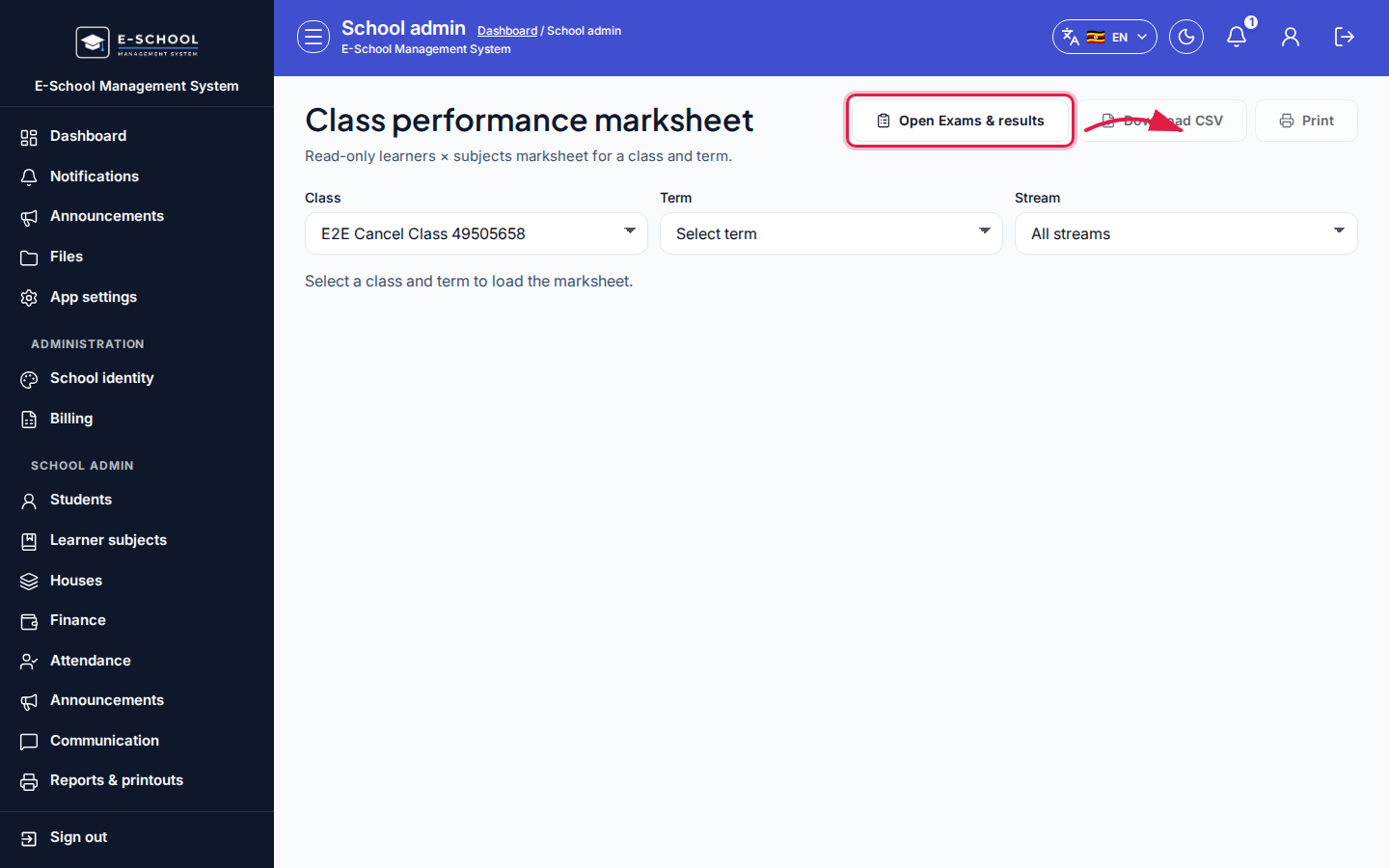 Class performance marksheet step 4 desktop