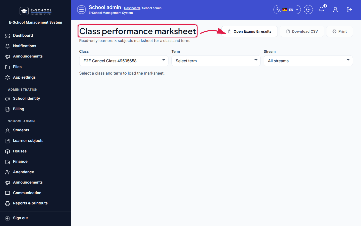 Class performance marksheet step 5 desktop