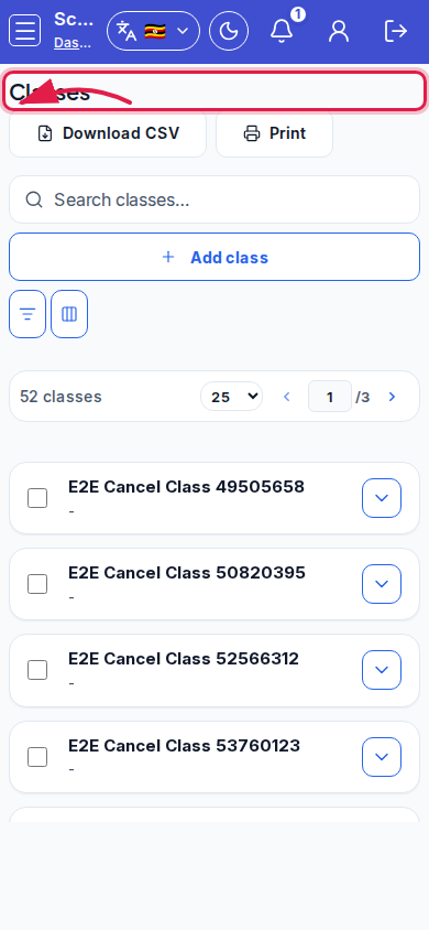 Classes step 4 mobile