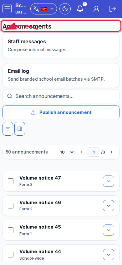 Announcements step 5 mobile