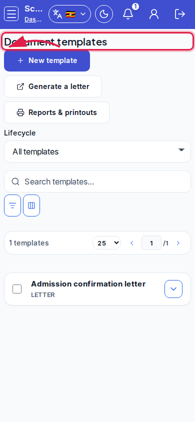 Document templates step 1 mobile