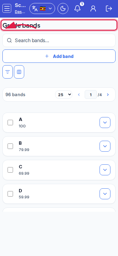Grade bands step 3 mobile