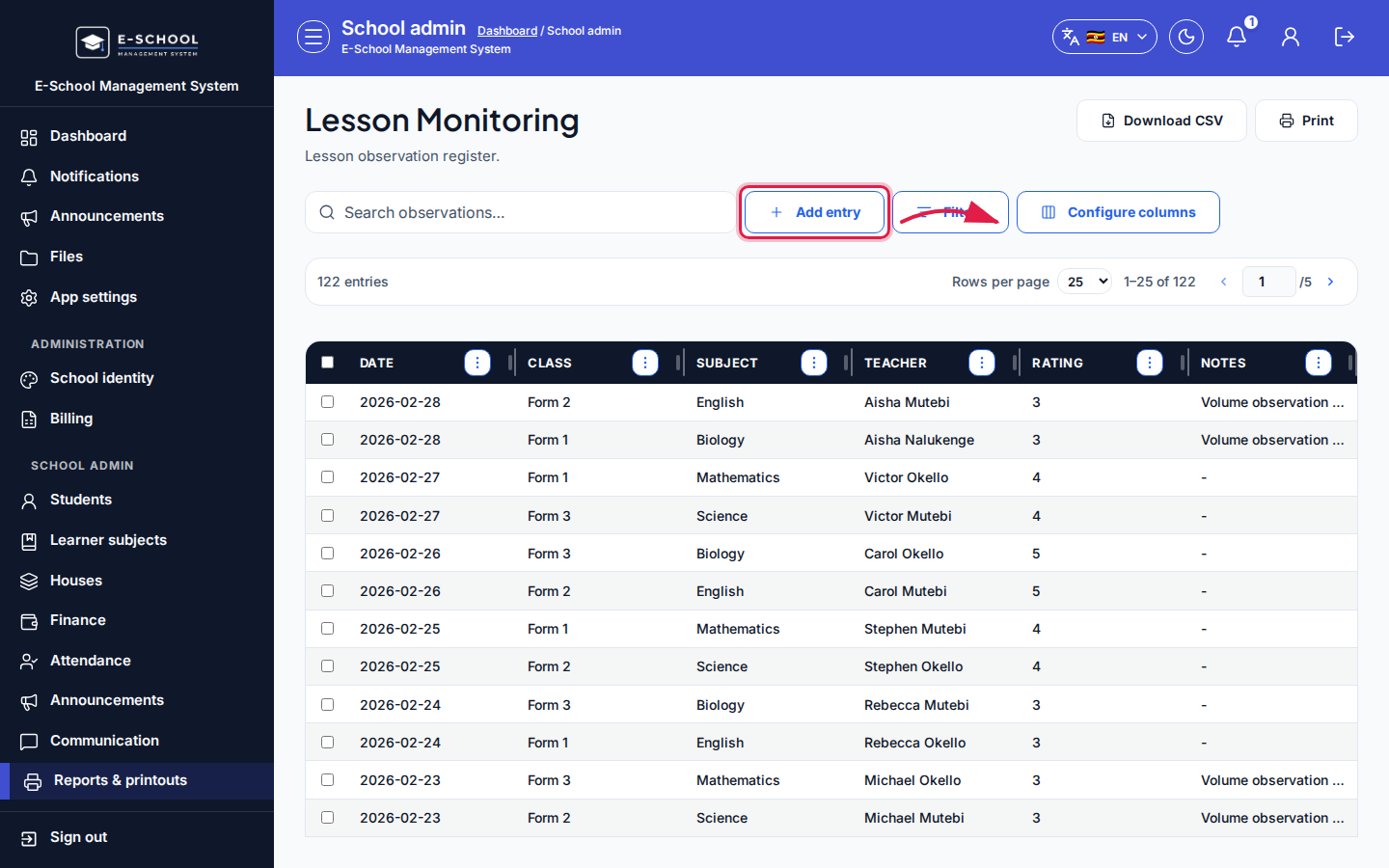 Lesson Monitoring step 2 desktop