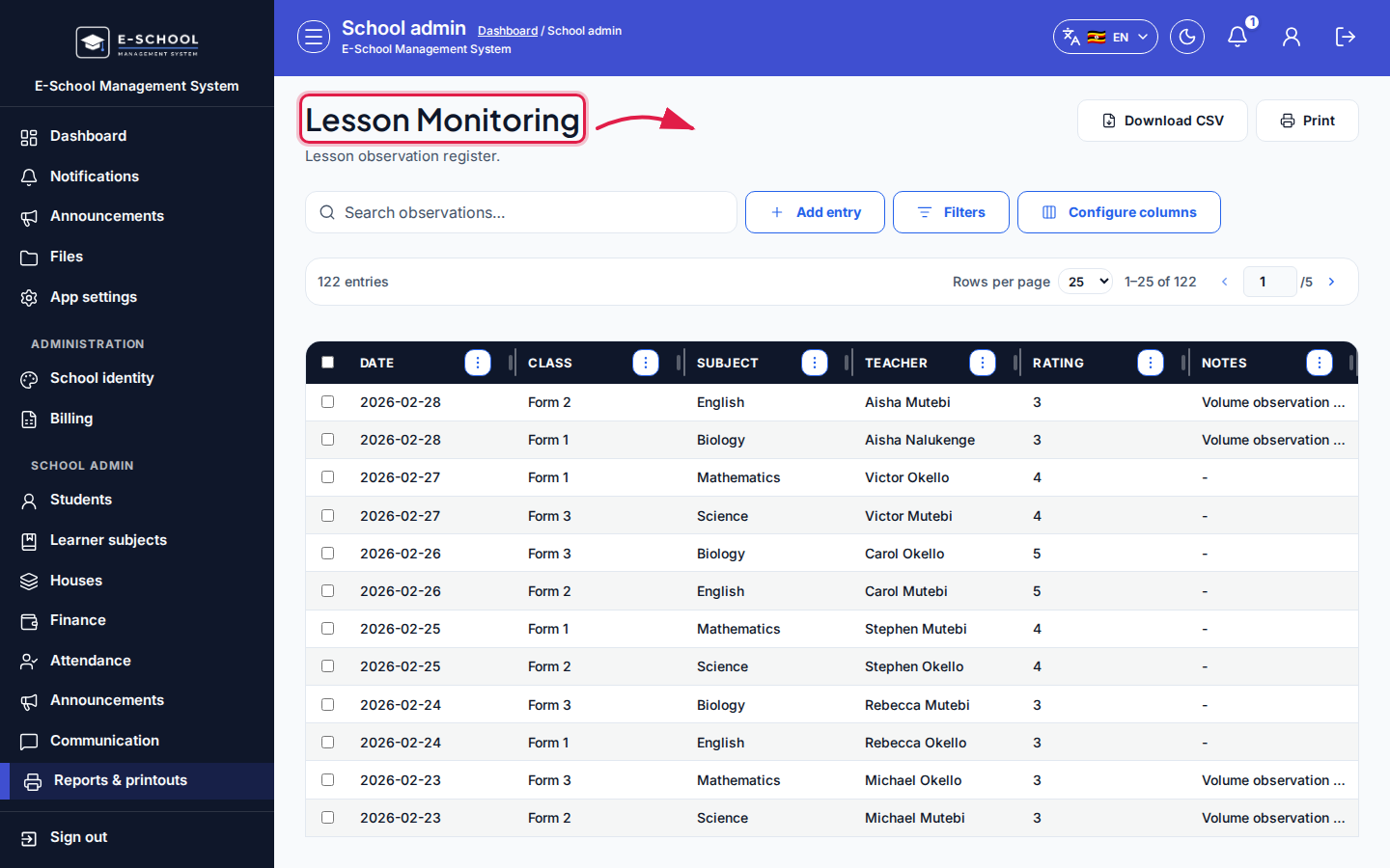 Lesson Monitoring step 5 desktop