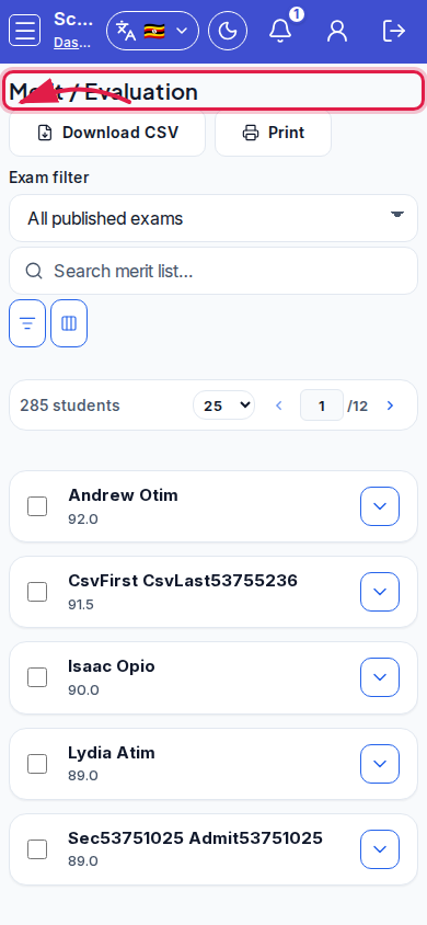 Merit / Evaluation step 3 mobile
