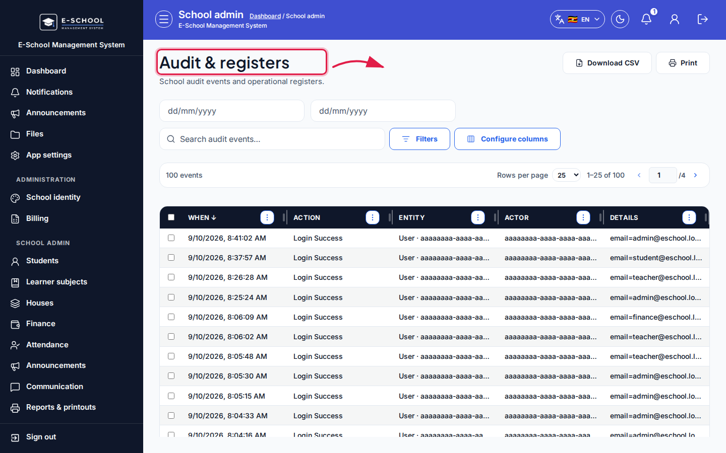 Audit &amp; registers step 2 desktop