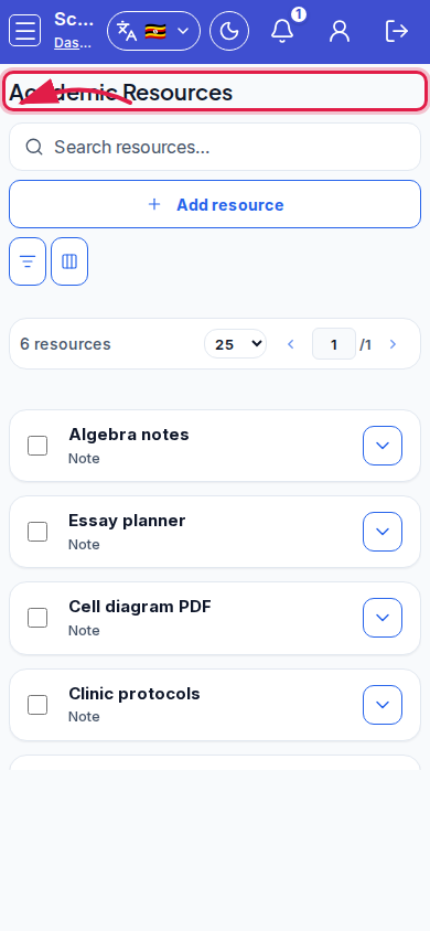 Academic Resources step 4 mobile
