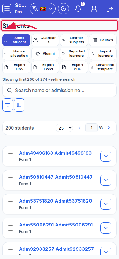 Students step 1 mobile