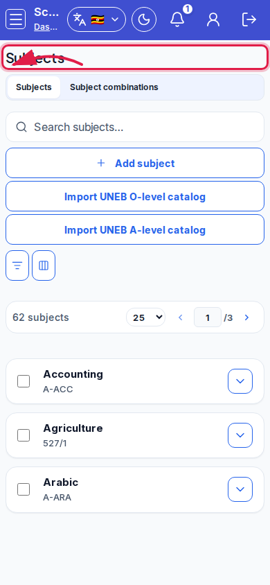 Subjects step 3 mobile