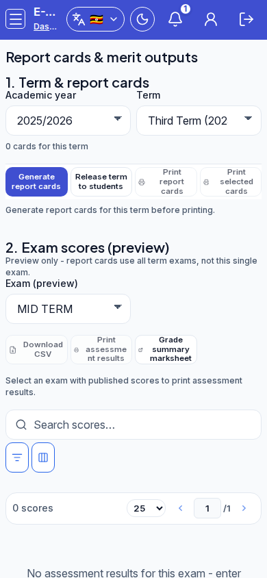 Generate report cards mobile