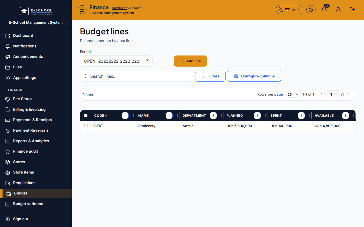 Budget lines desktop