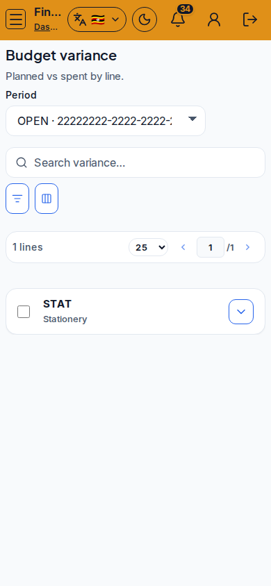 Budget variance mobile