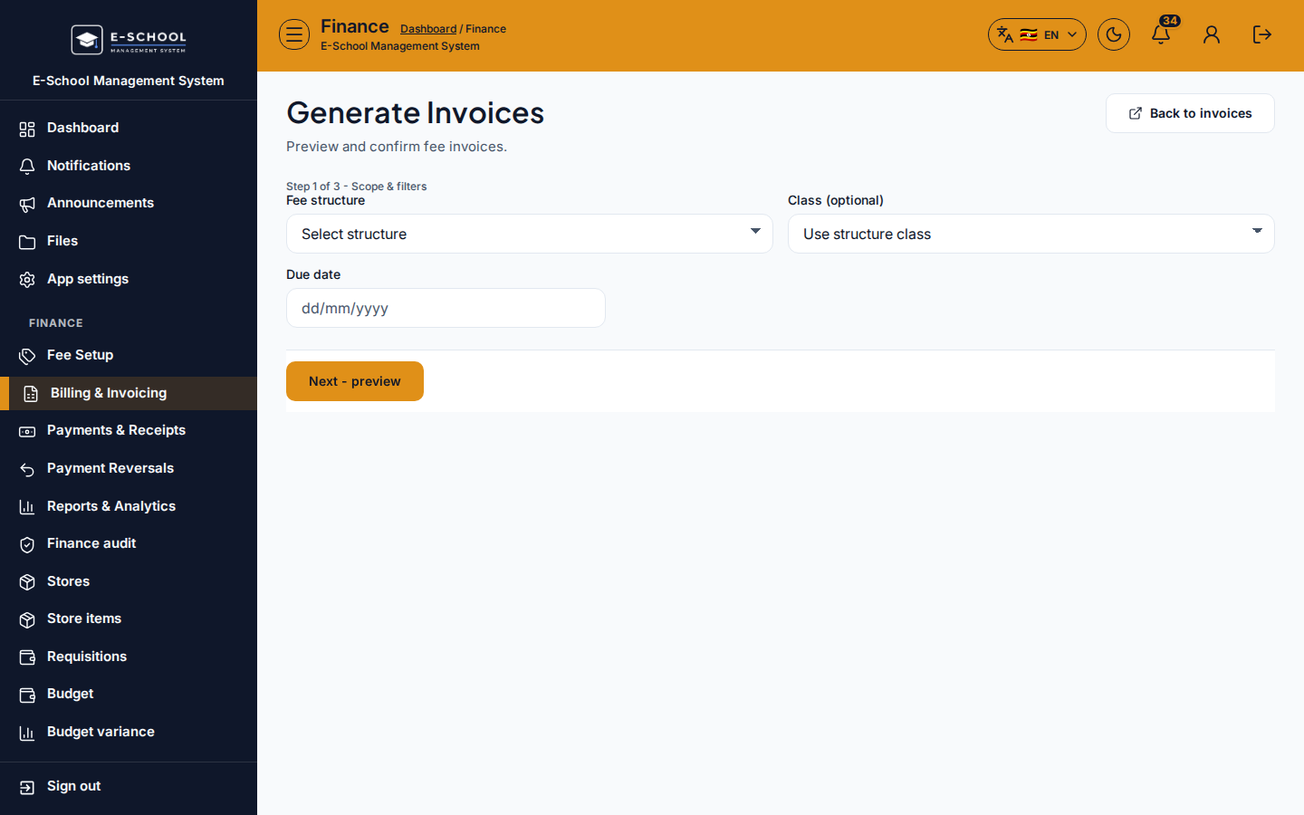 Generate Invoices desktop