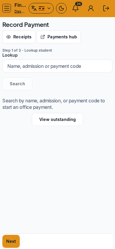 Record Payment mobile