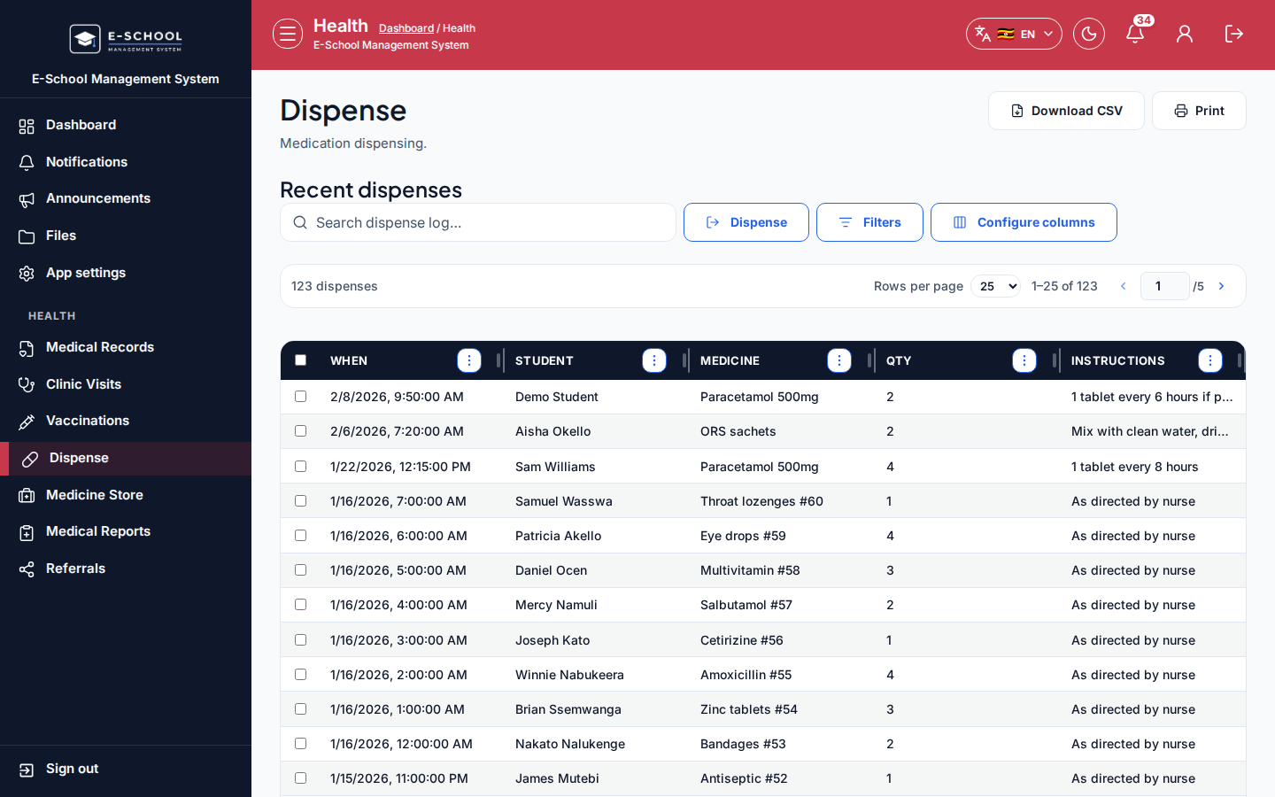 Dispense desktop
