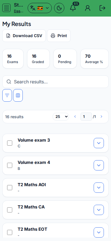 My Results mobile