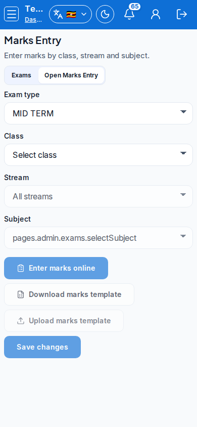 Marks &amp; exams mobile