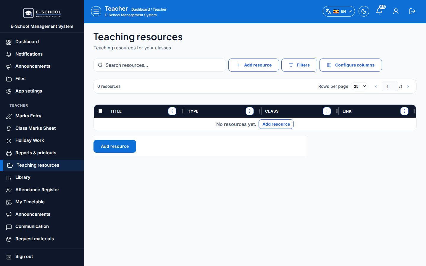 Teaching resources desktop