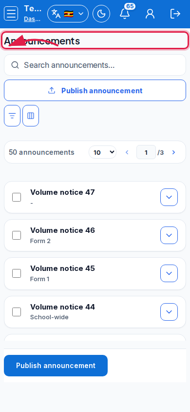 Announcements step 3 mobile