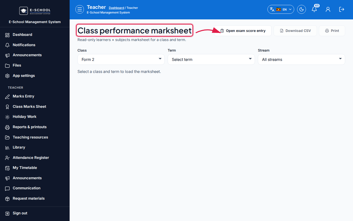 Class performance marksheet step 5 desktop