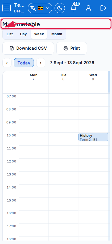My Timetable step 5 mobile