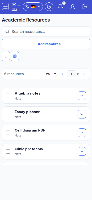Academic Resources mobile
