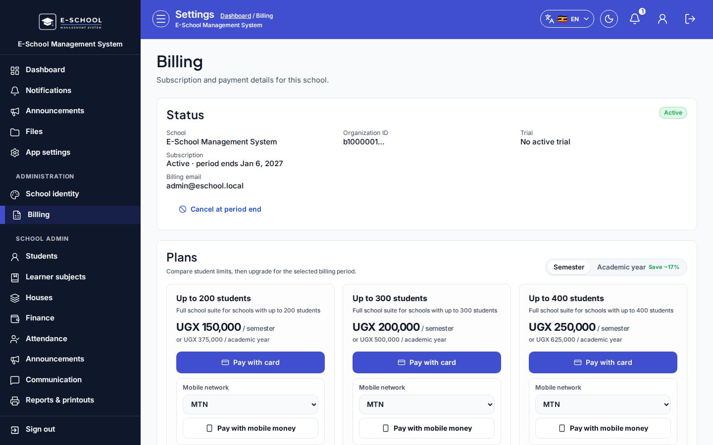 Billing desktop