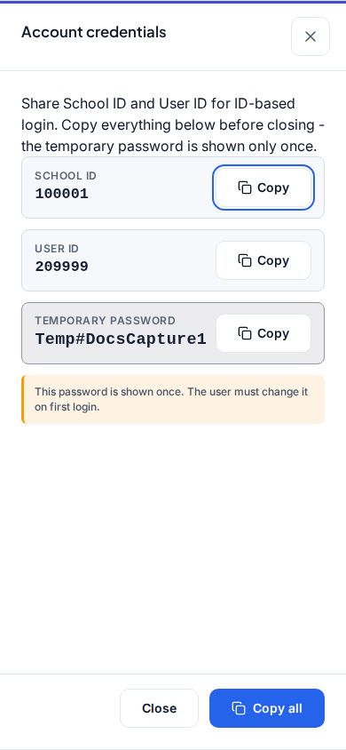 Issued credentials dialog mobile