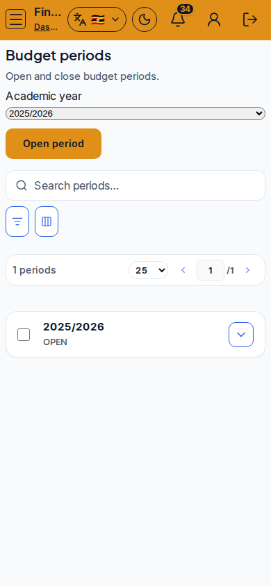 Budget periods mobile