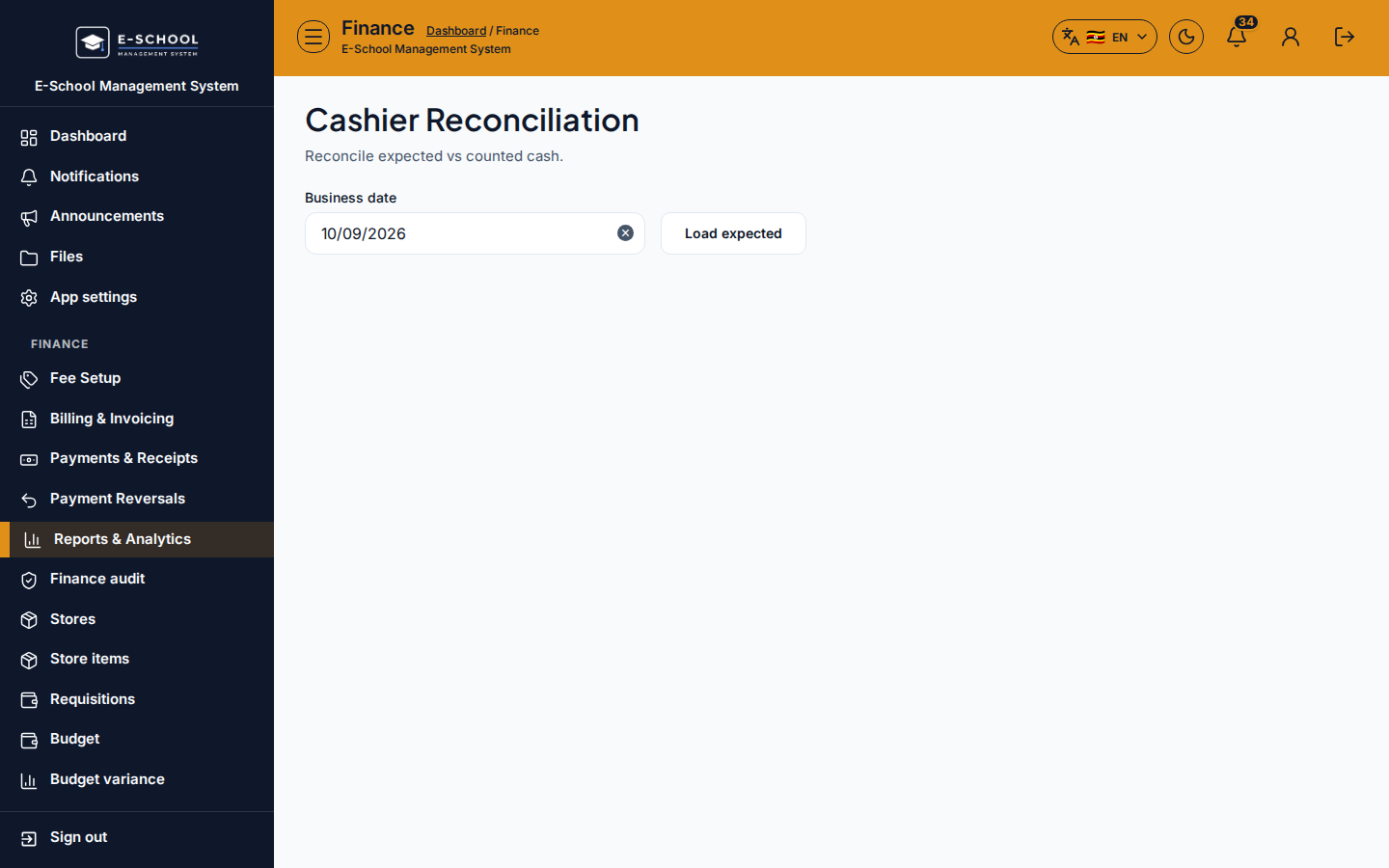 Cashier Reconciliation desktop