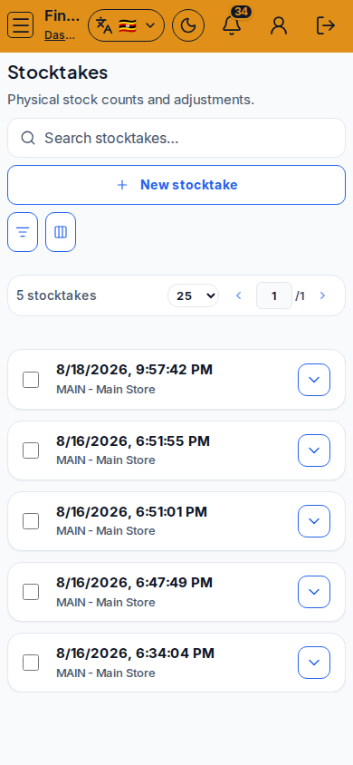 Stocktakes mobile