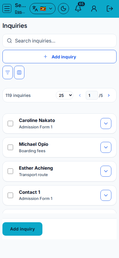 Inquiries mobile