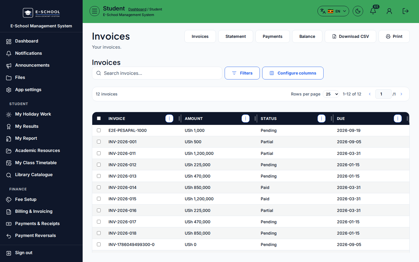 Invoices desktop