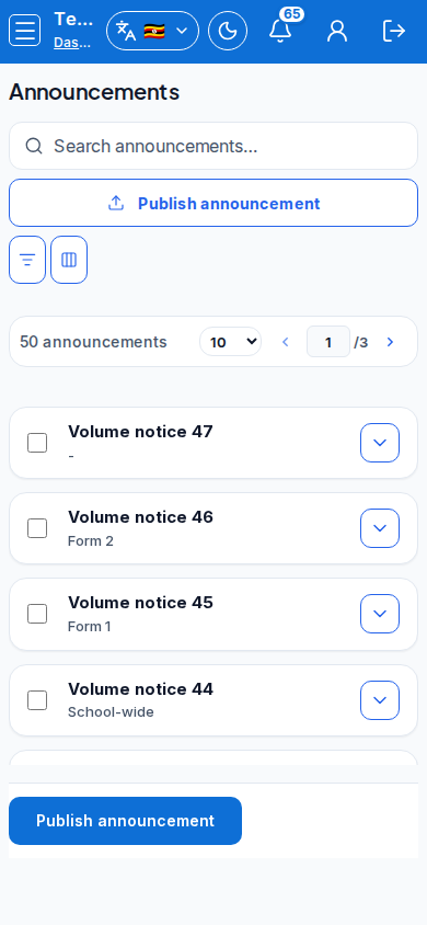 Announcements mobile