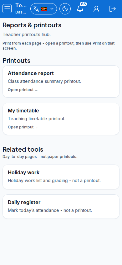 Report cards teacher mobile